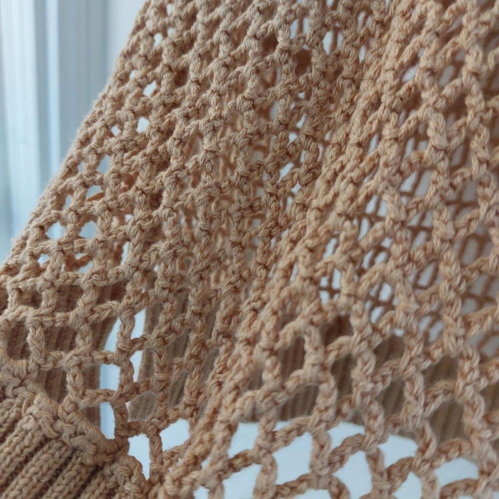 Tommy Bahama Tan Crochet Boho Open Stitch Sweater - image 6